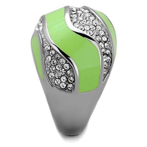 TK1741 - High polished (no plating) Stainless Steel Ring with Top Grade Crystal in Clear - Alamode - Flyclothing LLC