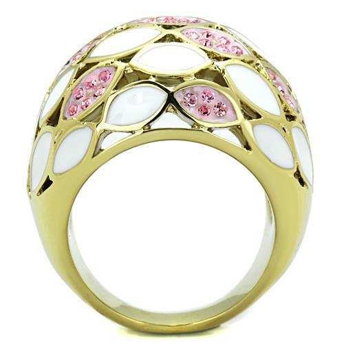 TK1742 - IP Gold(Ion Plating) Stainless Steel Ring with Top Grade Crystal in Light Rose - Alamode - Flyclothing LLC