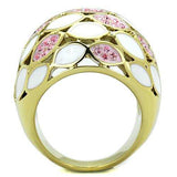 TK1742 - IP Gold(Ion Plating) Stainless Steel Ring with Top Grade Crystal in Light Rose - Alamode - Flyclothing LLC
