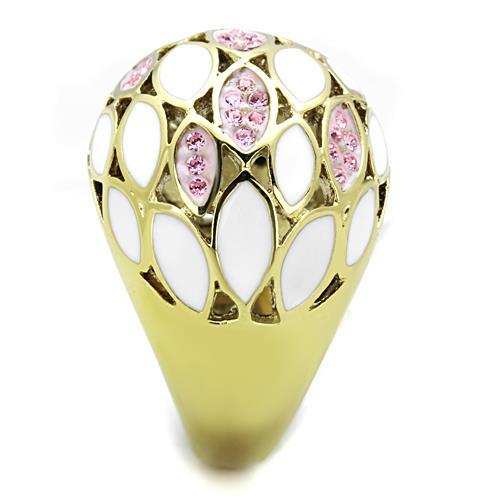 TK1742 - IP Gold(Ion Plating) Stainless Steel Ring with Top Grade Crystal in Light Rose - Alamode - Flyclothing LLC
