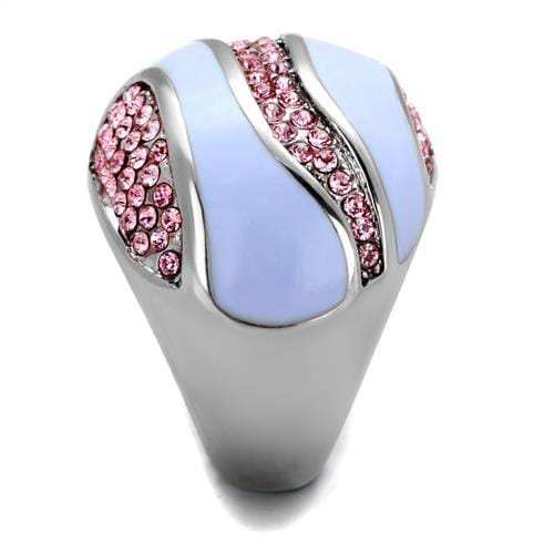 TK1744 - High polished (no plating) Stainless Steel Ring with Top Grade Crystal in Light Rose - Alamode - Flyclothing LLC