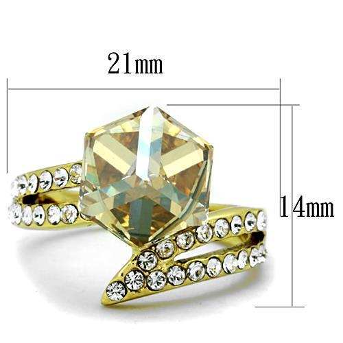 TK1745 - IP Gold(Ion Plating) Stainless Steel Ring with Top Grade Crystal in Champagne - Alamode - Flyclothing LLC