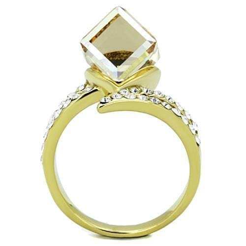 TK1745 - IP Gold(Ion Plating) Stainless Steel Ring with Top Grade Crystal in Champagne - Alamode - Flyclothing LLC