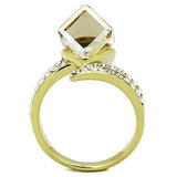 TK1745 - IP Gold(Ion Plating) Stainless Steel Ring with Top Grade Crystal in Champagne - Alamode - Flyclothing LLC