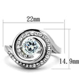 TK1746 - High polished (no plating) Stainless Steel Ring with AAA Grade CZ in Clear - Alamode - Flyclothing LLC
