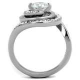 TK1746 - High polished (no plating) Stainless Steel Ring with AAA Grade CZ in Clear - Alamode - Flyclothing LLC