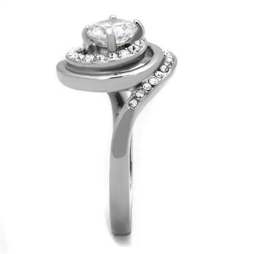 TK1746 - High polished (no plating) Stainless Steel Ring with AAA Grade CZ in Clear - Alamode - Flyclothing LLC