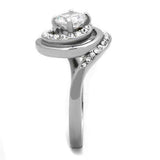 TK1746 - High polished (no plating) Stainless Steel Ring with AAA Grade CZ in Clear - Alamode - Flyclothing LLC
