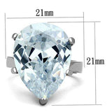 TK1750 - High polished (no plating) Stainless Steel Ring with AAA Grade CZ in Clear - Alamode - Flyclothing LLC