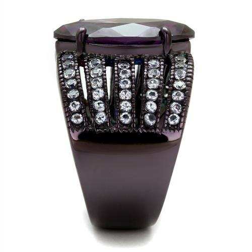TK1752DC - IP Dark Brown (IP coffee) Stainless Steel Ring with AAA Grade CZ in Amethyst - Alamode - Flyclothing LLC