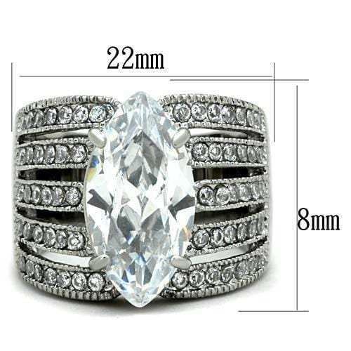 TK1752 - High polished (no plating) Stainless Steel Ring with AAA Grade CZ in Clear - Alamode - Flyclothing LLC