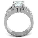 TK1752 - High polished (no plating) Stainless Steel Ring with AAA Grade CZ in Clear - Alamode - Flyclothing LLC