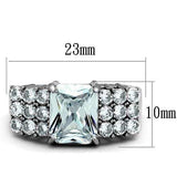 TK1753 - High polished (no plating) Stainless Steel Ring with AAA Grade CZ in Clear - Alamode - Flyclothing LLC