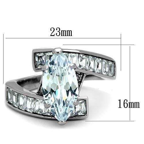 TK1754 - High polished (no plating) Stainless Steel Ring with AAA Grade CZ in Clear - Alamode - Flyclothing LLC