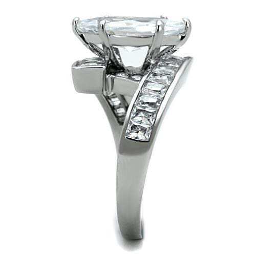 TK1754 - High polished (no plating) Stainless Steel Ring with AAA Grade CZ in Clear - Alamode - Flyclothing LLC