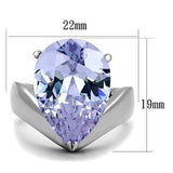 TK1755 - High polished (no plating) Stainless Steel Ring with AAA Grade CZ in Light Amethyst - Alamode - Flyclothing LLC