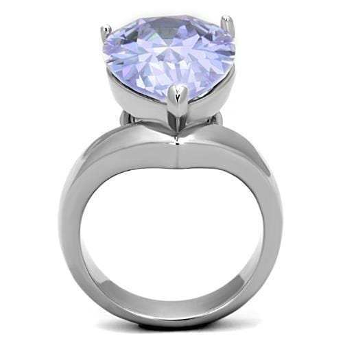 TK1755 - High polished (no plating) Stainless Steel Ring with AAA Grade CZ in Light Amethyst - Alamode - Flyclothing LLC