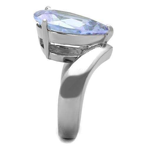 TK1755 - High polished (no plating) Stainless Steel Ring with AAA Grade CZ in Light Amethyst - Alamode - Flyclothing LLC