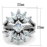 TK1756 - High polished (no plating) Stainless Steel Ring with AAA Grade CZ in Clear - Alamode - Flyclothing LLC