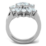 TK1756 - High polished (no plating) Stainless Steel Ring with AAA Grade CZ in Clear - Alamode - Flyclothing LLC