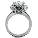 TK1757 - High polished (no plating) Stainless Steel Ring with AAA Grade CZ in Clear - Alamode - Flyclothing LLC