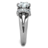 TK1757 - High polished (no plating) Stainless Steel Ring with AAA Grade CZ in Clear - Alamode - Flyclothing LLC