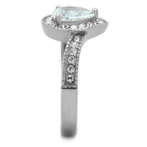 TK1759 - High polished (no plating) Stainless Steel Ring with AAA Grade CZ in Clear - Alamode - Flyclothing LLC