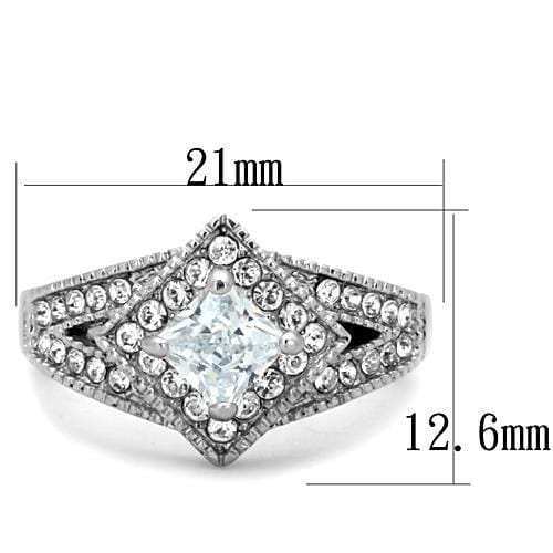 TK1760 - High polished (no plating) Stainless Steel Ring with AAA Grade CZ in Clear - Alamode - Flyclothing LLC