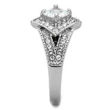 TK1760 - High polished (no plating) Stainless Steel Ring with AAA Grade CZ in Clear - Alamode - Flyclothing LLC
