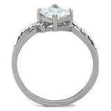 TK1761 - High polished (no plating) Stainless Steel Ring with AAA Grade CZ in Clear - Alamode - Flyclothing LLC