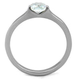 TK1762 - High polished (no plating) Stainless Steel Ring with AAA Grade CZ in Clear - Alamode - Flyclothing LLC