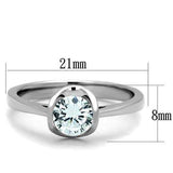 TK1763 - High polished (no plating) Stainless Steel Ring with AAA Grade CZ in Clear - Alamode - Flyclothing LLC