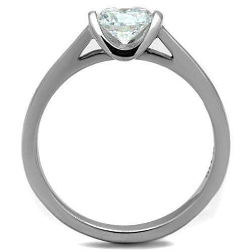 TK1763 - High polished (no plating) Stainless Steel Ring with AAA Grade CZ in Clear - Alamode - Flyclothing LLC