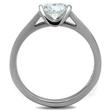 TK1763 - High polished (no plating) Stainless Steel Ring with AAA Grade CZ in Clear - Alamode - Flyclothing LLC