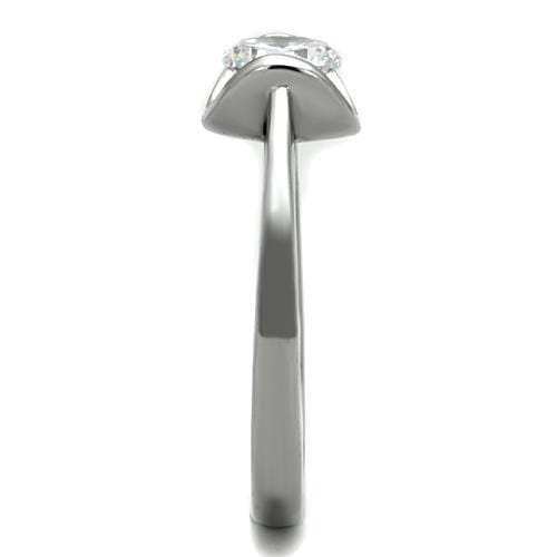 TK1763 - High polished (no plating) Stainless Steel Ring with AAA Grade CZ in Clear - Alamode - Flyclothing LLC