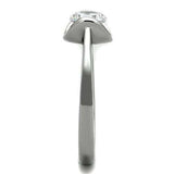 TK1763 - High polished (no plating) Stainless Steel Ring with AAA Grade CZ in Clear - Alamode - Flyclothing LLC