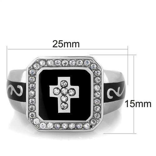 TK1766 - High polished (no plating) Stainless Steel Ring with AAA Grade CZ in Clear - Alamode - Flyclothing LLC