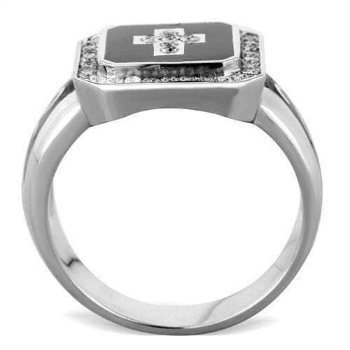 TK1766 - High polished (no plating) Stainless Steel Ring with AAA Grade CZ in Clear - Alamode - Flyclothing LLC