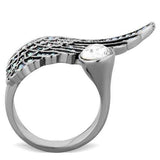 TK1769 - High polished (no plating) Stainless Steel Ring with Top Grade Crystal in Clear - Alamode - Flyclothing LLC