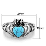 TK1770 - High polished (no plating) Stainless Steel Ring with Synthetic Turquoise in Sea Blue - Alamode - Flyclothing LLC