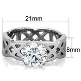 TK1772 - High polished (no plating) Stainless Steel Ring with AAA Grade CZ in Clear - Alamode - Flyclothing LLC