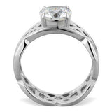TK1772 - High polished (no plating) Stainless Steel Ring with AAA Grade CZ in Clear - Alamode - Flyclothing LLC