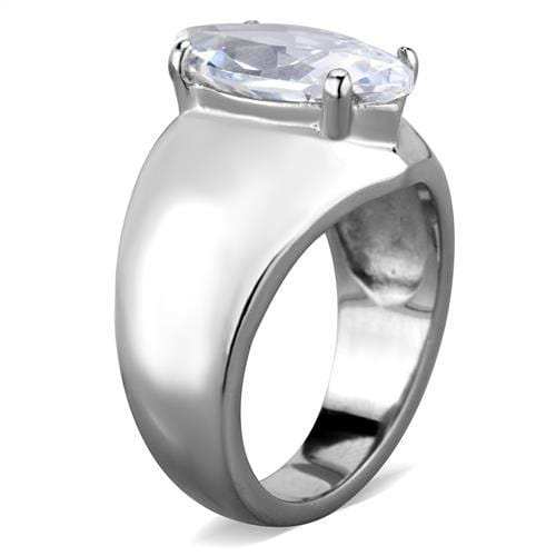 TK1774 - High polished (no plating) Stainless Steel Ring with AAA Grade CZ in Clear - Alamode - Flyclothing LLC