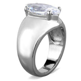 TK1774 - High polished (no plating) Stainless Steel Ring with AAA Grade CZ in Clear - Alamode - Flyclothing LLC