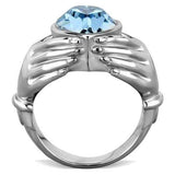 TK1775 - High polished (no plating) Stainless Steel Ring with Top Grade Crystal in Sea Blue - Alamode - Flyclothing LLC