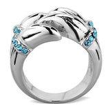 TK1779 - High polished (no plating) Stainless Steel Ring with Top Grade Crystal in Sapphire - Alamode - Flyclothing LLC