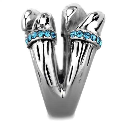 TK1779 - High polished (no plating) Stainless Steel Ring with Top Grade Crystal in Sapphire - Alamode - Flyclothing LLC