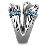 TK1779 - High polished (no plating) Stainless Steel Ring with Top Grade Crystal in Sapphire - Alamode - Flyclothing LLC