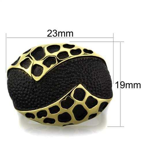 TK1784 - IP Gold(Ion Plating) Stainless Steel Ring with Epoxy in Jet - Alamode - Flyclothing LLC