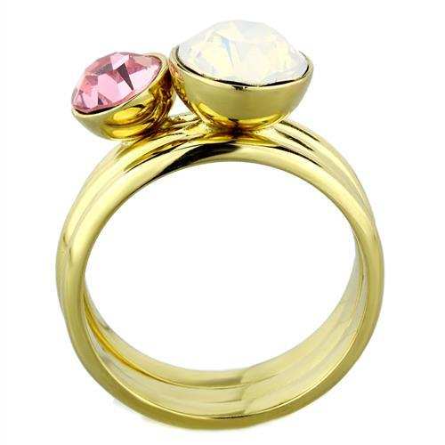 TK1785 - IP Gold(Ion Plating) Stainless Steel Ring with Top Grade Crystal in White - Alamode - Flyclothing LLC
